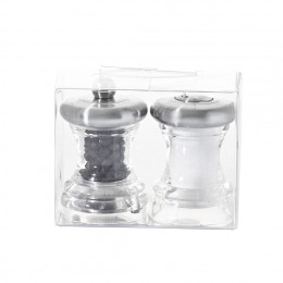 Set with salt shaker & pepper mill stainless steel and transparent acrylic 7 cm VOLTE