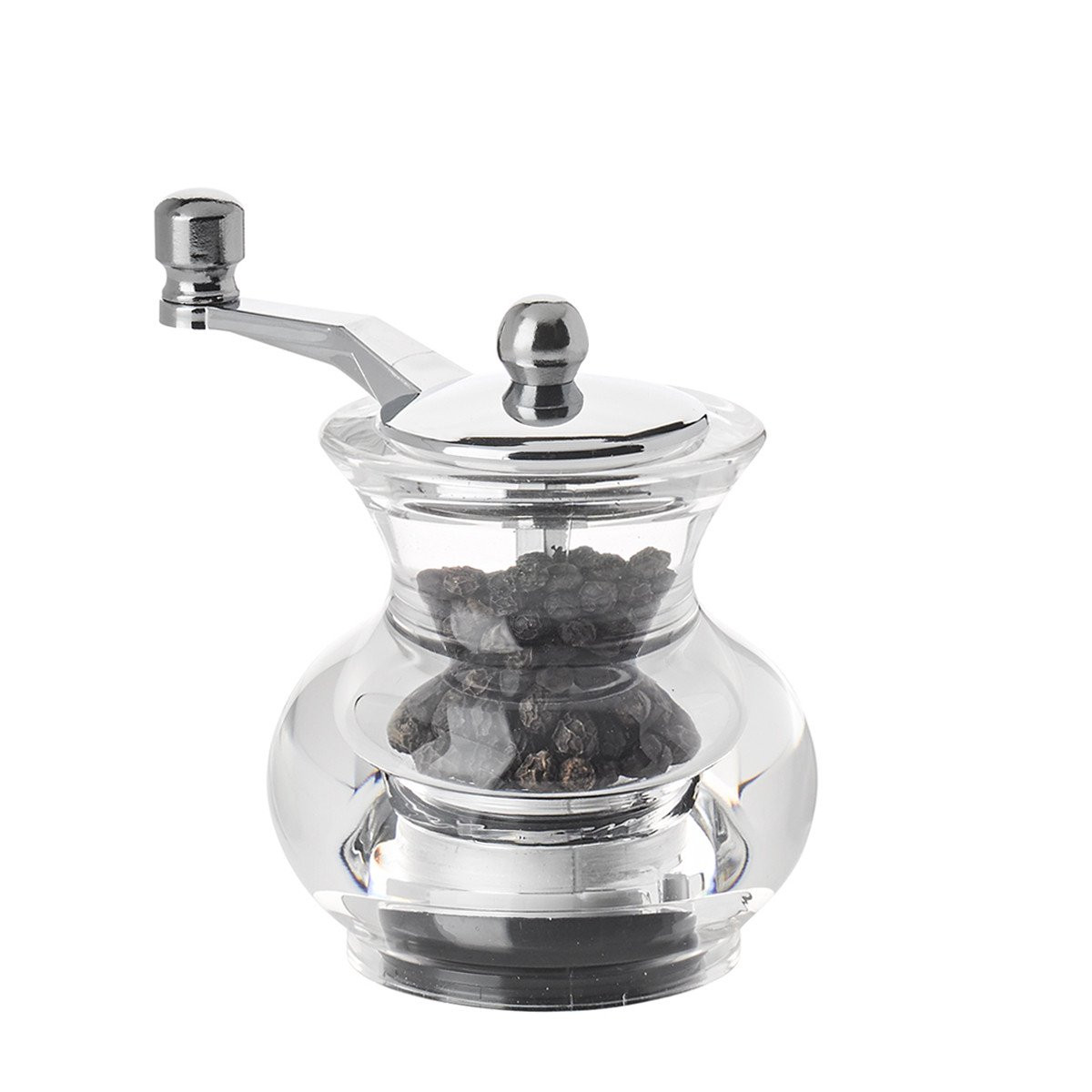Pepper mill with handle transparent acrylic 7 cm BOOGIE