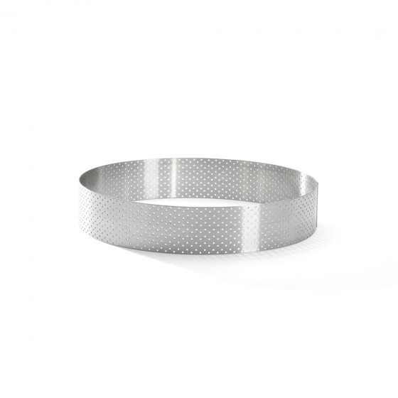 Perforated stainless steel tart ring VALRHONA Ø18,5cm H.3,5cm