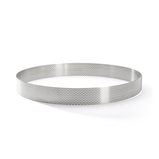 Cercle à tarte inox perforé VALRHONA Ø28,5cm H.3,5cm