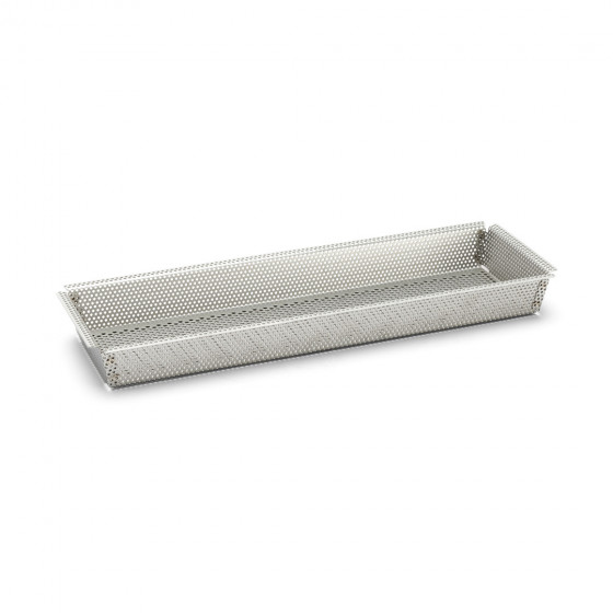 Perforated stainless steel rectangular mould 35x10,5x3,5cm + 2 non-stick baking sheets
