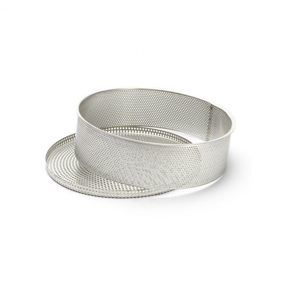 Perforated stainless steel dismontable round mould Ø20cm + 2 nonstick baking sheets