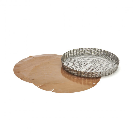 Geriffelte Backform aus Edelstahl Ø24cm + 2 Antihaft-Backtrennfolien