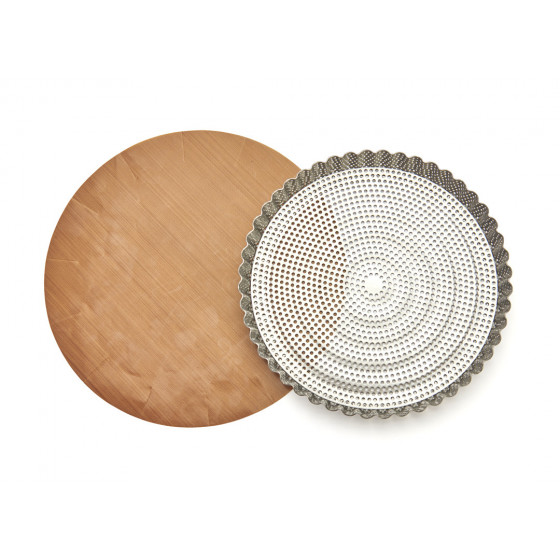Geriffelte Backform aus Edelstahl Ø24cm + 2 Antihaft-Backtrennfolien