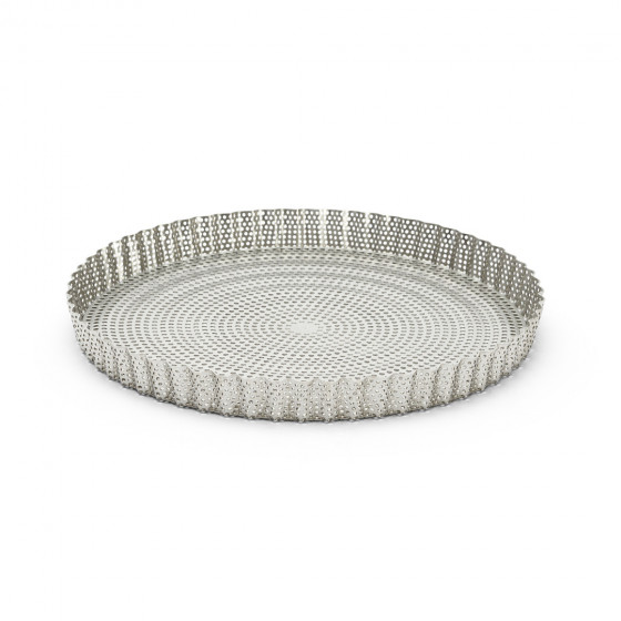 Moule à tarte inox perforé Ø28cm + 2 feuilles de cuisson antiadhésive
