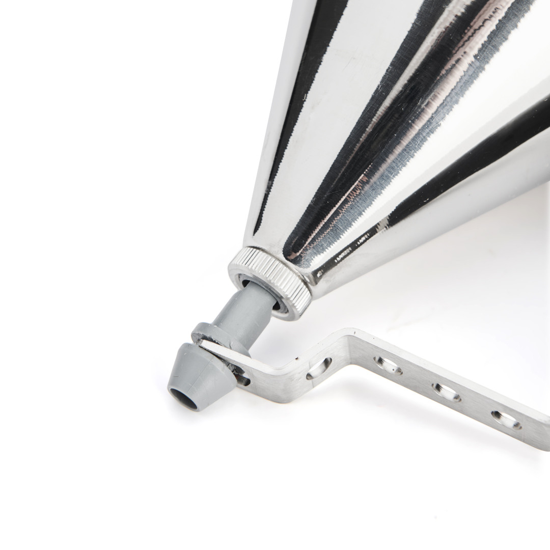 Entonnoir à Piston Royal Catering RCFT-1.3 - Inox, Capacité 1.3L, Ouverture 8mm, Avec Socle