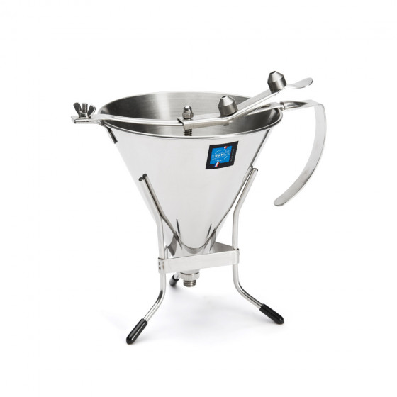 Piston funnel with stand 1,5 L. KWIK PRO, stainless steel