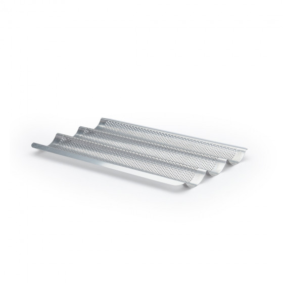 Perforated stainless steel baking tray for 3 baguettes 40x24,5cm