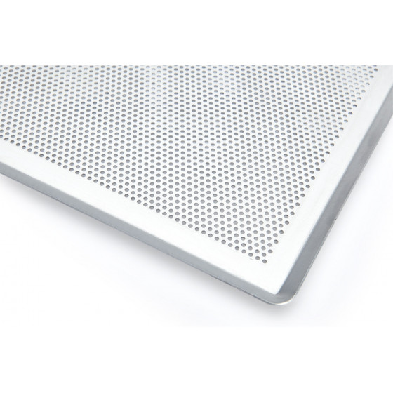 Perforated stainless steel tray