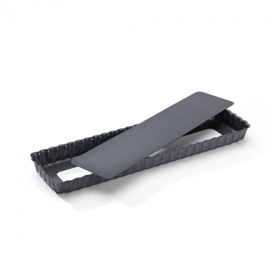 Geriffelte rechteckige Tortenform Stahl-Antihaft 35,6x10,2cm abnehmbarem Boden