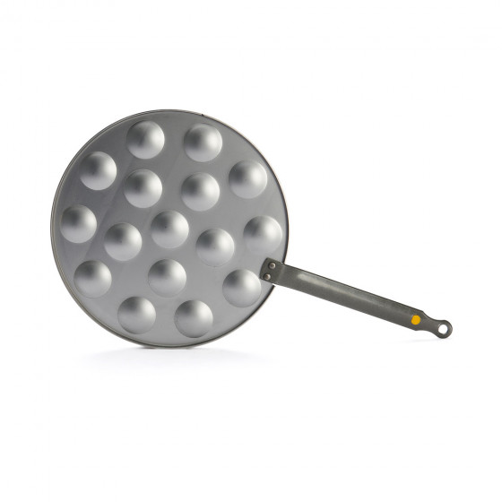 Steel Poffertjes pan and mini-blinis MINERAL B Ø27cm - 16 Poffertjes Ø4cm