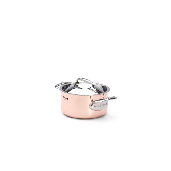 Copper stewpan with lid PRIMA MATERA Ø16cm - stainless steel handle