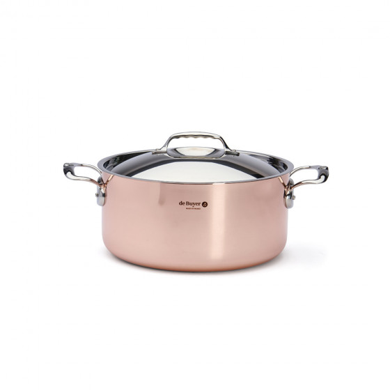 Copper stewpan with lid PRIMA MATERA Ø28cm - stainless steel handle