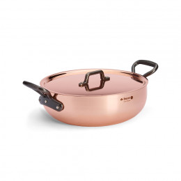 Copper riveted sauté-pan PRIMA with lid MATERA Tradition Ø28cm - cast iron handles