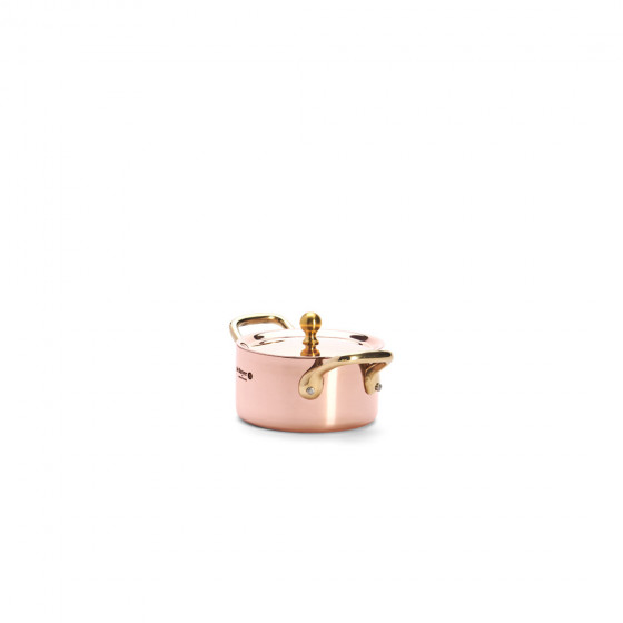 Copper stewpan INOCUIVRE Ø10cm with lid and brass handles