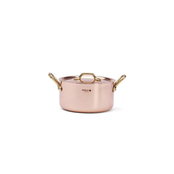 Copper stewpan INOCUIVRE Ø16cm with lid and brass handles