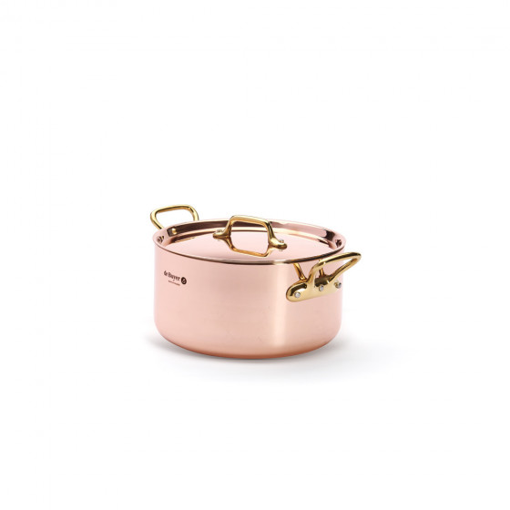 Copper stewpan INOCUIVRE Ø20cm with lid and brass handles