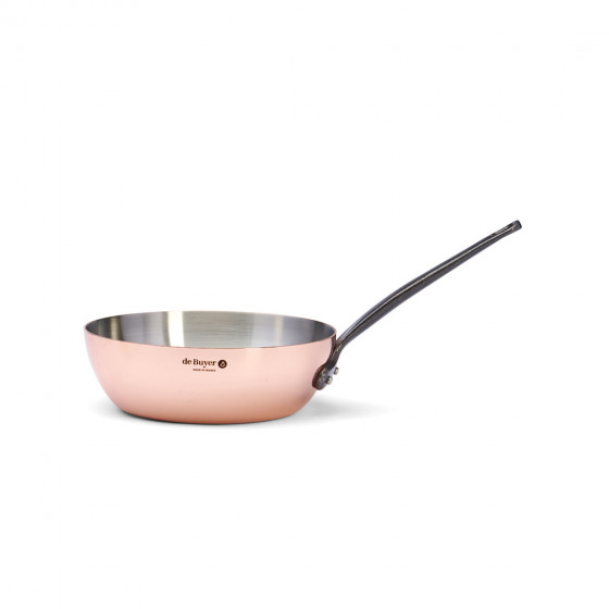 Konische Sauteuse Kupfer-Edelstahl INOCUIVRE Ø24cm mit Gusseisengriff
