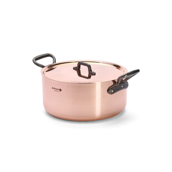 Kochtopf Kupfer INOCUIVRE Ø28cm mit Gusseisengriffen + Deckel