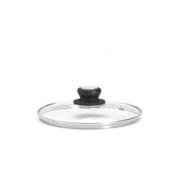 Circled glass lid with bakelite/stainless steel knob