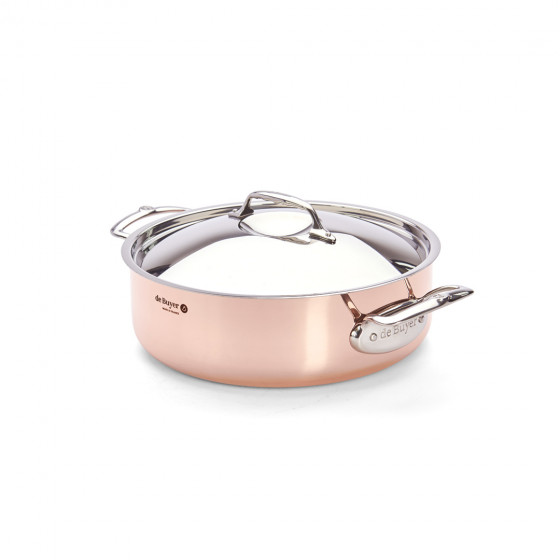 Copper sauté-pan with lid PRIMA MATERA Ø28cm - stainless steel handle