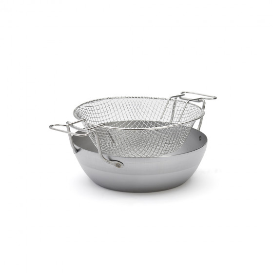 Rounded steel deep-fryer LA LYONNAISE Ø28cm