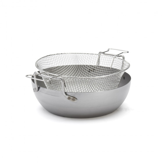 Rounded steel deep-fryer LA LYONNAISE Ø36cm