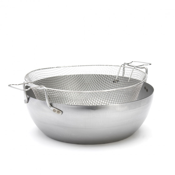 Rounded steel deep-fryer LA LYONNAISE Ø45cm
