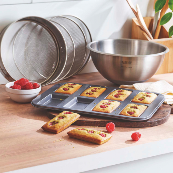 Tray 8 financiers, non-stick steel