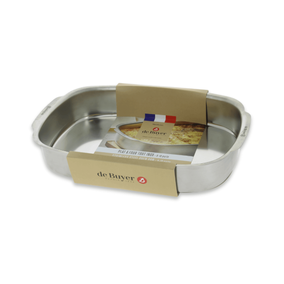 Rectangular stainless steel roasting dish 38x26 cm