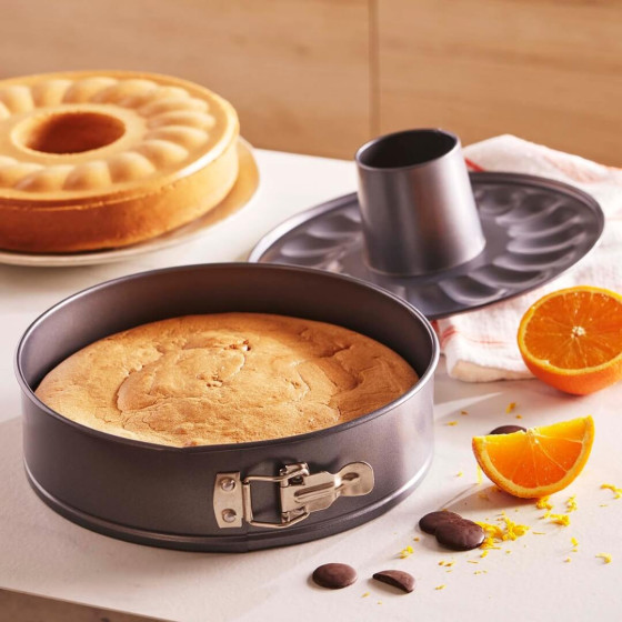 Moule à manqué / savarin acier antiadhésif Ø26cm démontable 2 fonds
