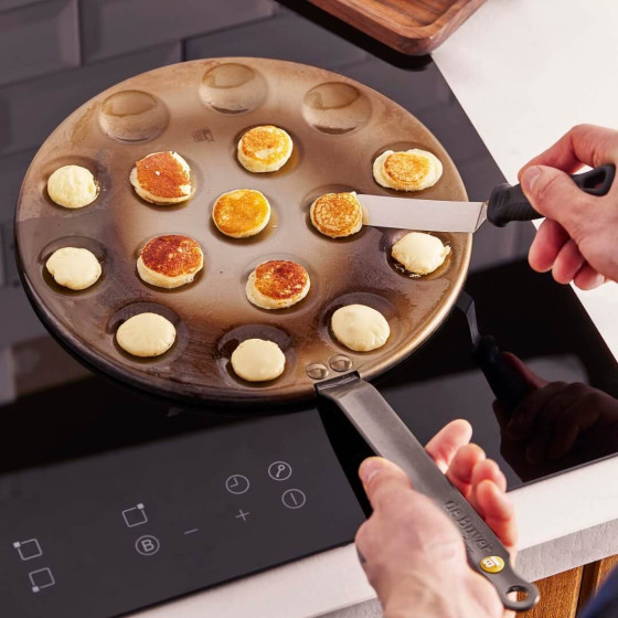 Steel Poffertjes pan and mini-blinis MINERAL B Ø27cm - 16 Poffertjes Ø4cm