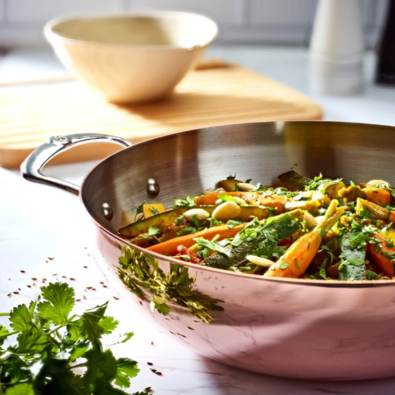 Curved copper wok PRIMA MATERA Ø32cm