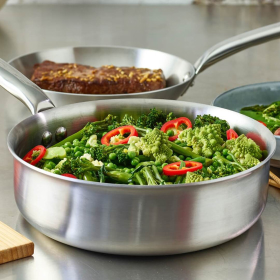 Stainless steel straight sauté-pan ALCHIMY Ø24cm