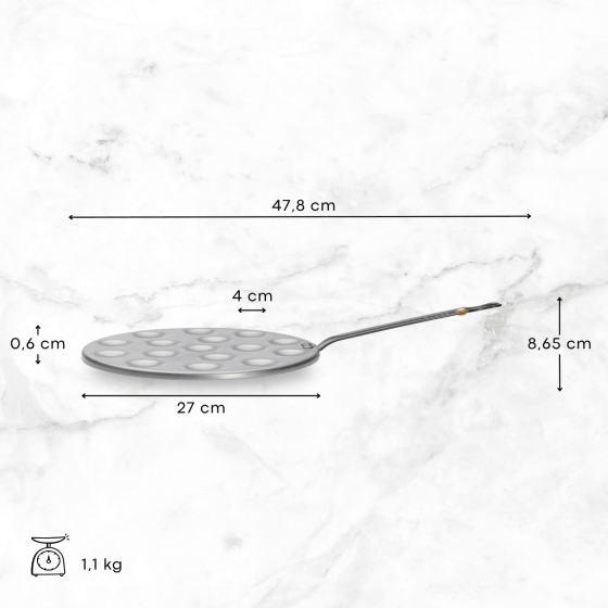 Poffertjes-Pfanne Eisen Mineral B Ø27cm - 16 Poffertjes Ø4cm