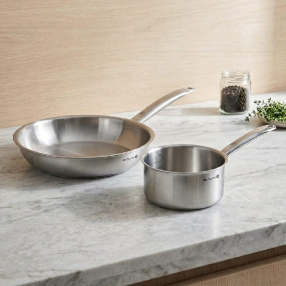 Edelstahl‑Duo Kasserolle Ø20cm und Pfanne Ø28cm PRIM'APPETY