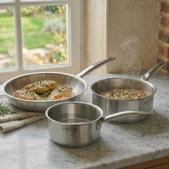 Trio poêle Ø28cm + casseroles Ø16-20cm inox PRIM'APPETY
