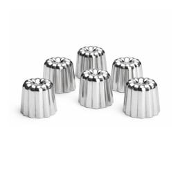 Lot de 6 moules à mini canelés bordelais inox Ø3,5x4cm