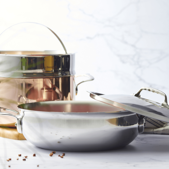 Stainless steel riveted sauté-pan with lid AFFINITY Ø28cm