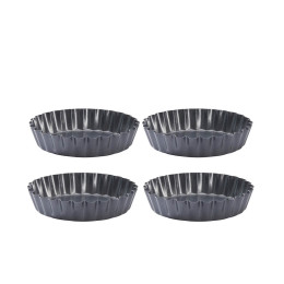 Set of 4 Non-stick steel Tartlet round fluted mould Ø10cm