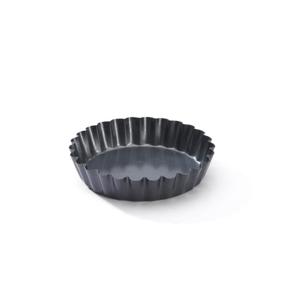 Set of 4 Non-stick steel Tartlet round fluted mould Ø10cm