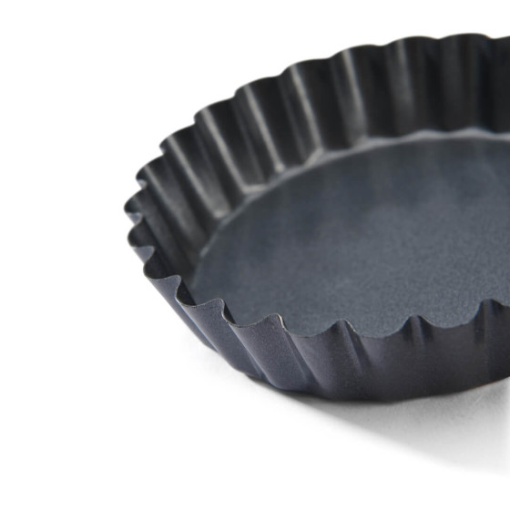 Set mit 4 Geriffelte runde Tarteform Stahl-Antihaft Ø10cm