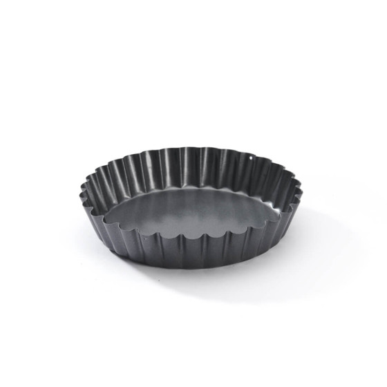 Set of 4 Non-stick steel Tartlet round fluted mould Ø12cm