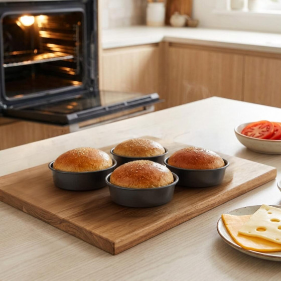 Set of 4 non‑stick plain tartlet moulds Ø10 cm