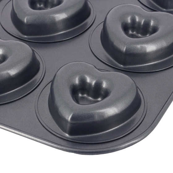 6‑cup non‑stick steel molten heart tray