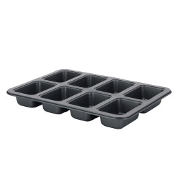 Non‑stick steel tray for 8 mini loaf cakes
