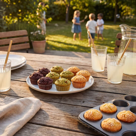 Non-stick steel tray 12 mini muffins