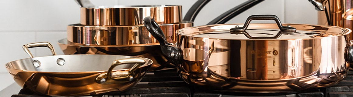 Copper high stewpan with lid PRIMA MATERA 24cm - stainless steel handle - de Buyer