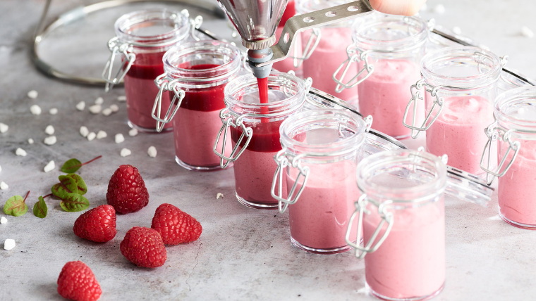 Raspberry mousse with coulis