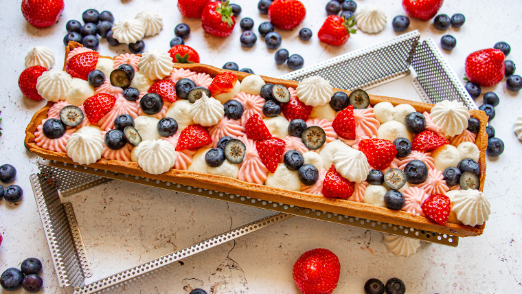 Vanilla, Strawberry, and Blueberry Tart